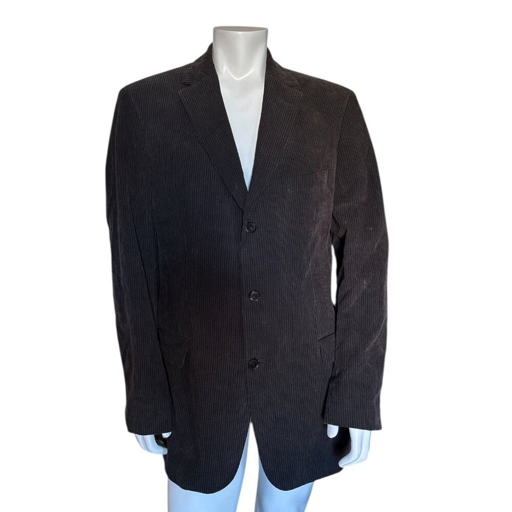 Vintage Y2K Hugo Boss Corduroy Sport Coat 44L Dark Brown Blazer Jacket USA Made